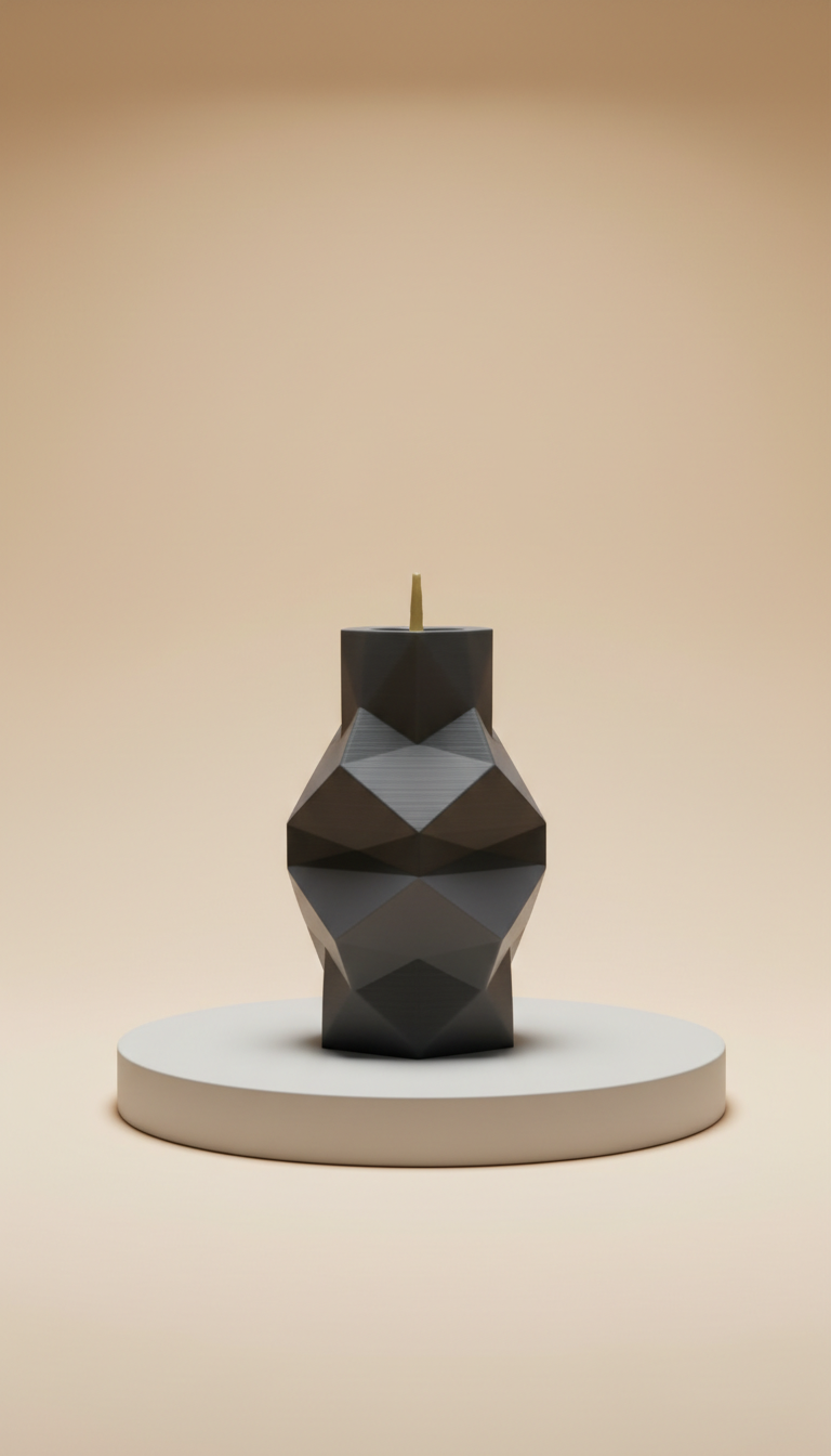 Geometric Candle Holder in Polished Metal